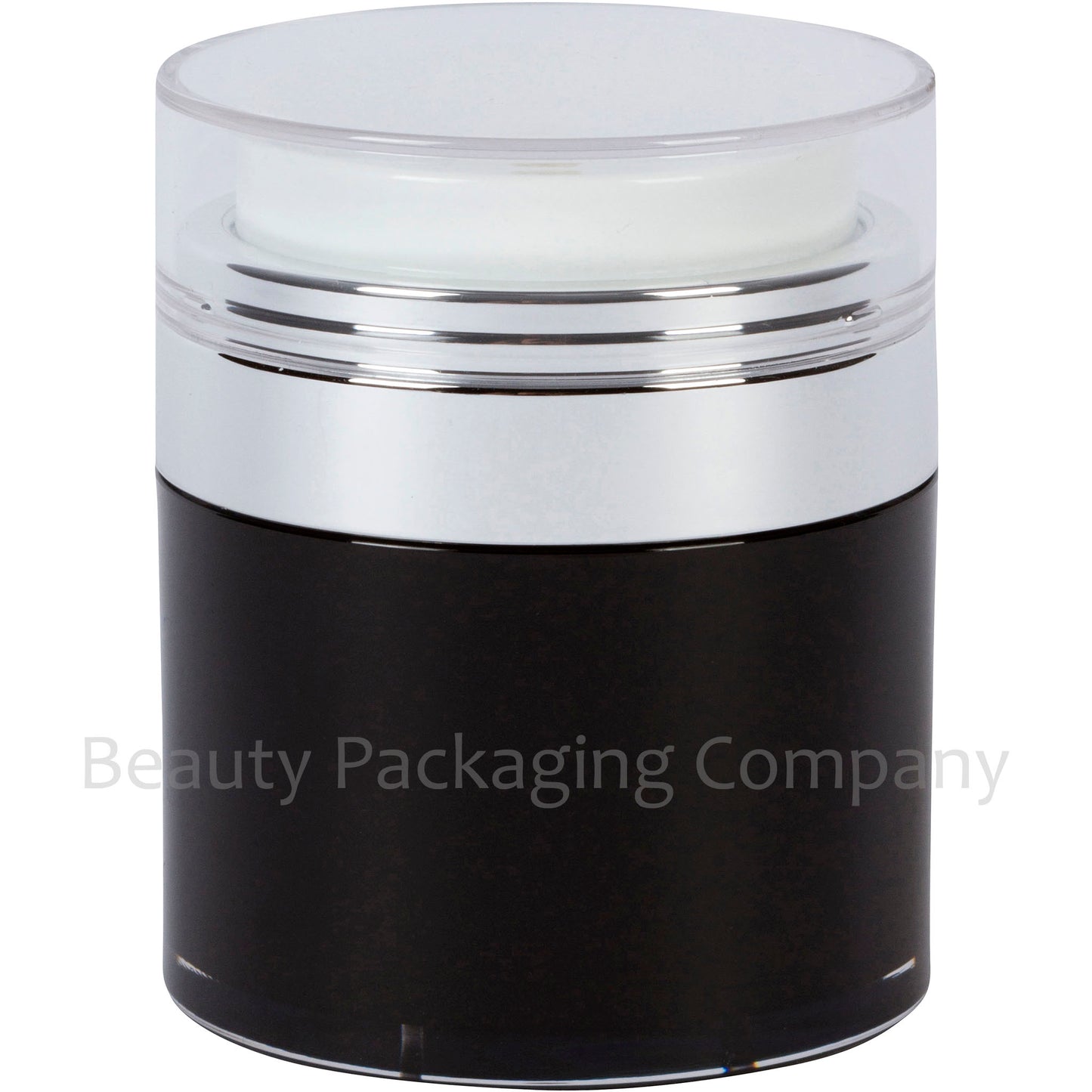 30ml Black Jar, Shiny Silver Collar, Refillable