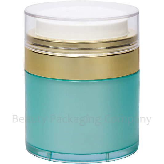 50ml Teal Jar, Shiny Gold Collar, Refillable